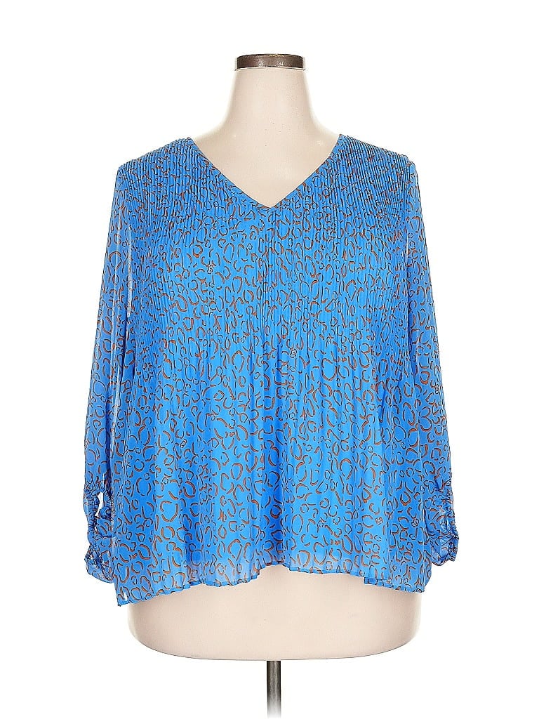 Pre-owned Nine West 3/4 Sleeve Blouse In Blue