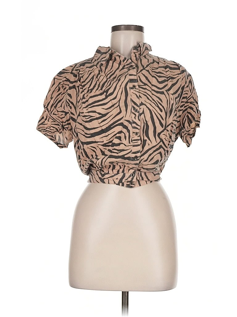 Pre-owned Jane And Delancey Short Sleeve Blouse In Brown