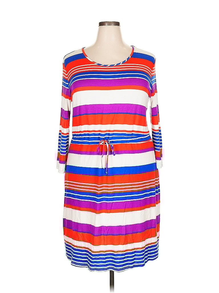 Market and Spruce Stripes White Purple Casual Dress Size XXL - photo 1