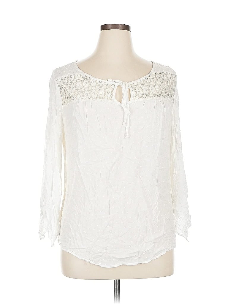 Pre-owned Unique Spectrum 3/4 Sleeve Blouse In White