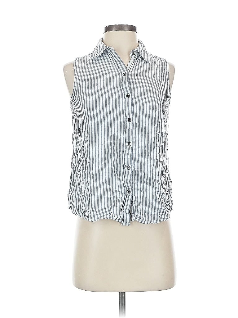 Pre-owned Workshop Republic Clothing Sleeveless Button Down Shirt In Blue