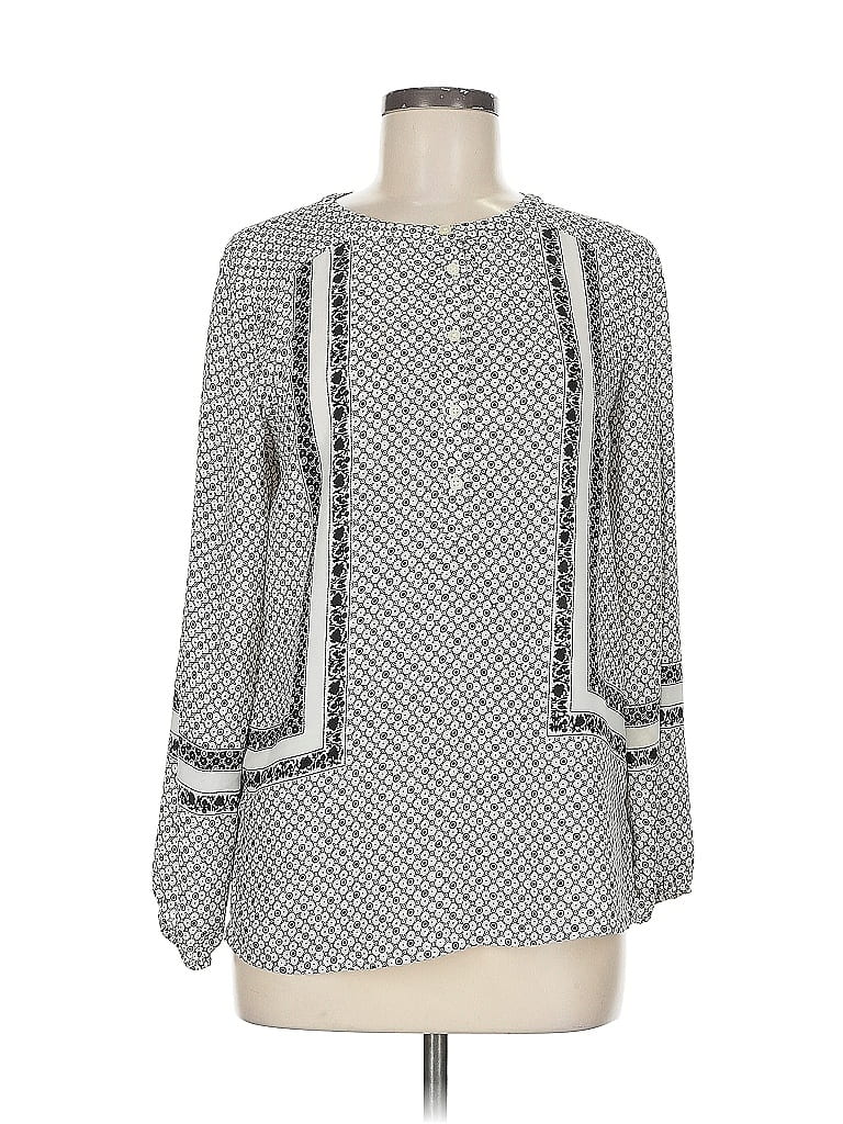 Pre-owned Ann Taylor Loft Long Sleeve Blouse In Silver