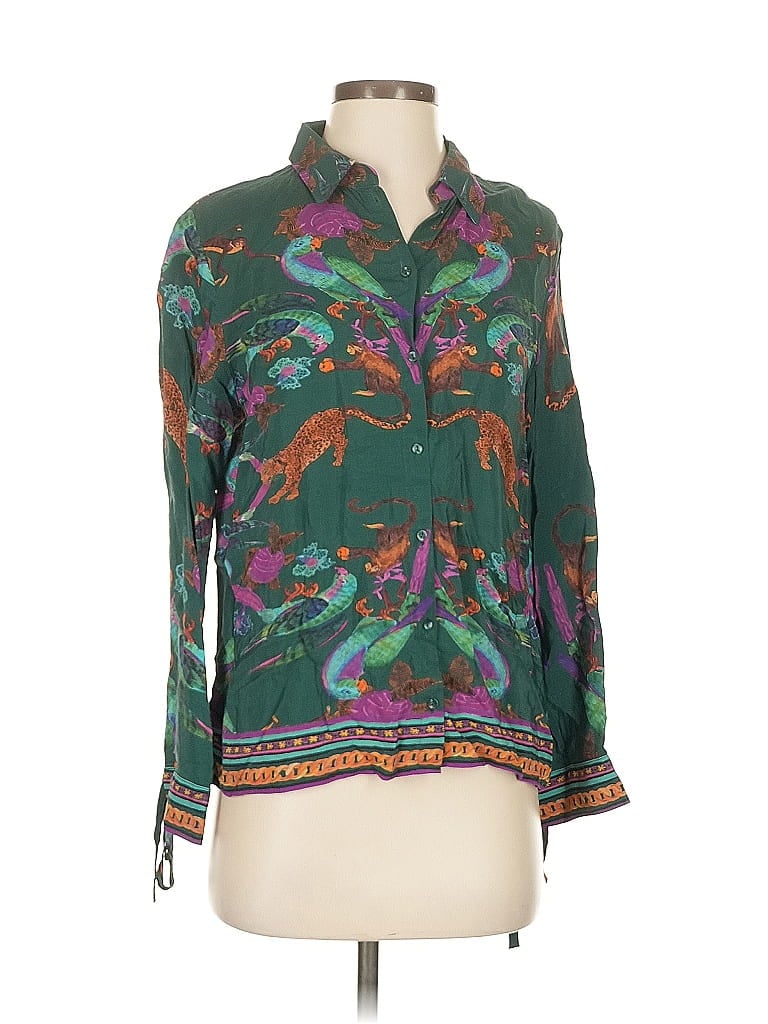 Pre-owned H&m Long Sleeve Blouse In Green