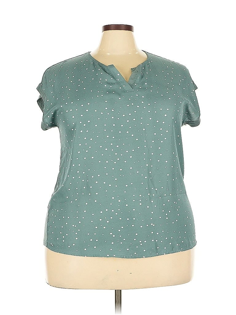 Pre-owned Unbranded Short Sleeve Blouse In Blue