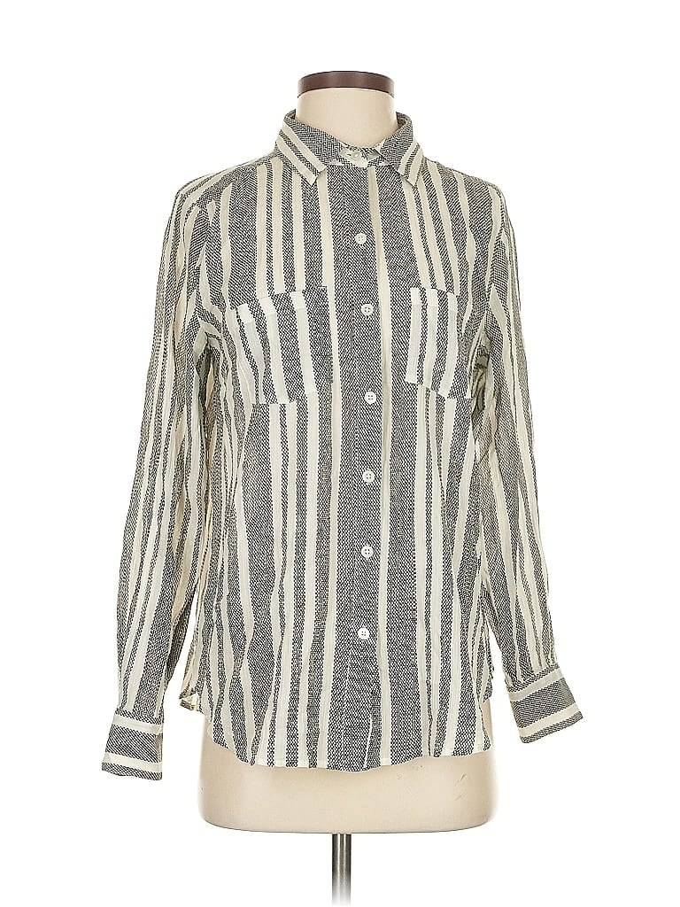 Pre-owned Ann Taylor Loft Long Sleeve Button Down Shirt In Gray