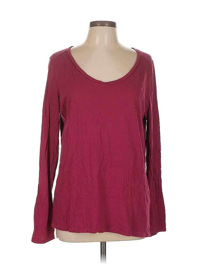 Pre-owned Ann Taylor Loft Outlet Long Sleeve T-shirt In Burgundy