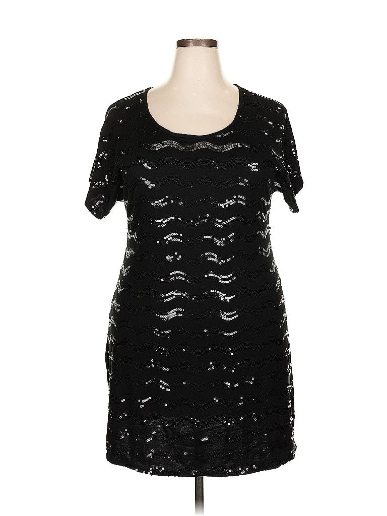 Pre-owned Xhilaration Short Sleeve Top Black Keyhole Neckline Tops