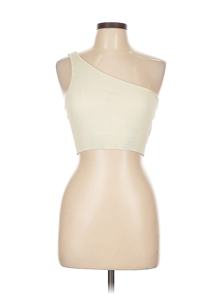 Pre-owned Oqq Tube Top Ivory One Shoulder Neckline Tops In White