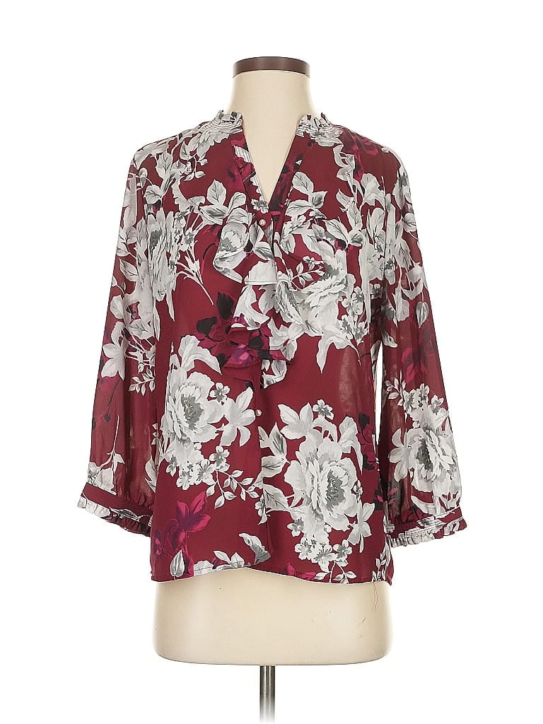Pre-owned Karl Lagerfeld 3/4 Sleeve Blouse In Burgundy