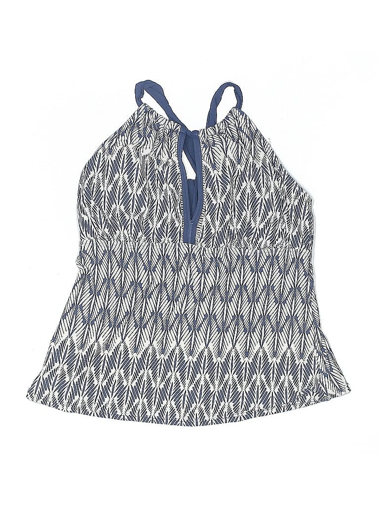 SUNSETS Pre-owned Swimsuit Top Blue Chevron/herringbone Pattern Swimwear