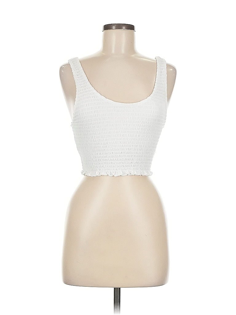 LOVE TREE Pre-owned Tank Top Ivory Strapless Neckline Tops In White