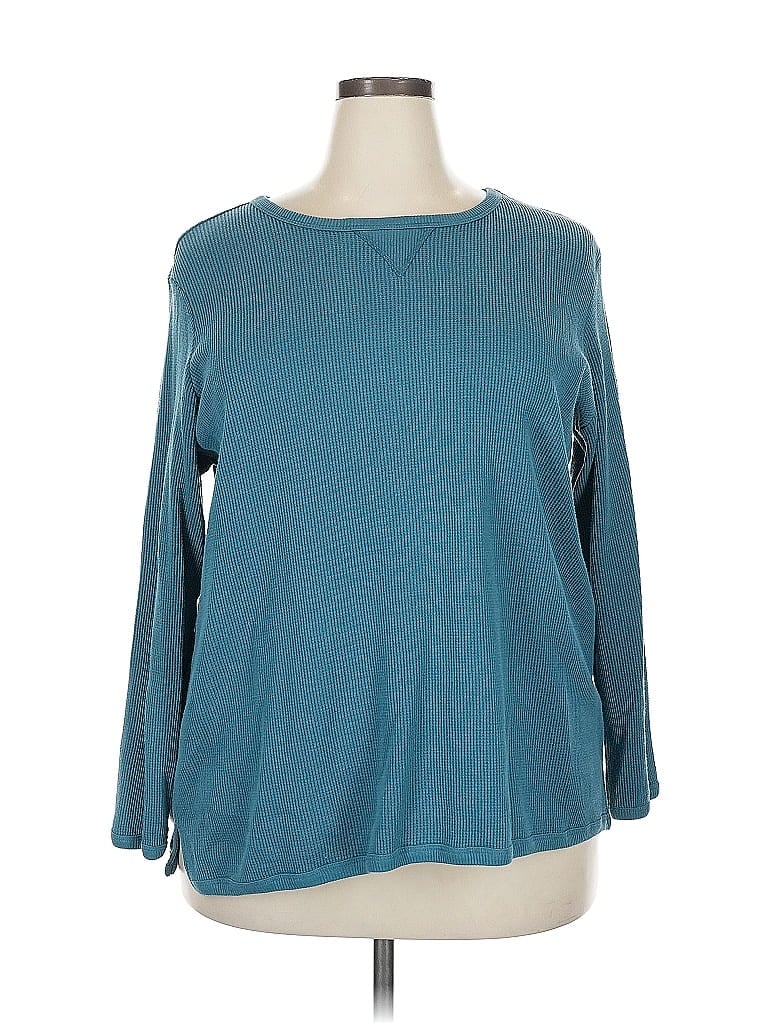WOMAN WITHIN Pre-owned 3/4 Sleeve T-shirt In Blue