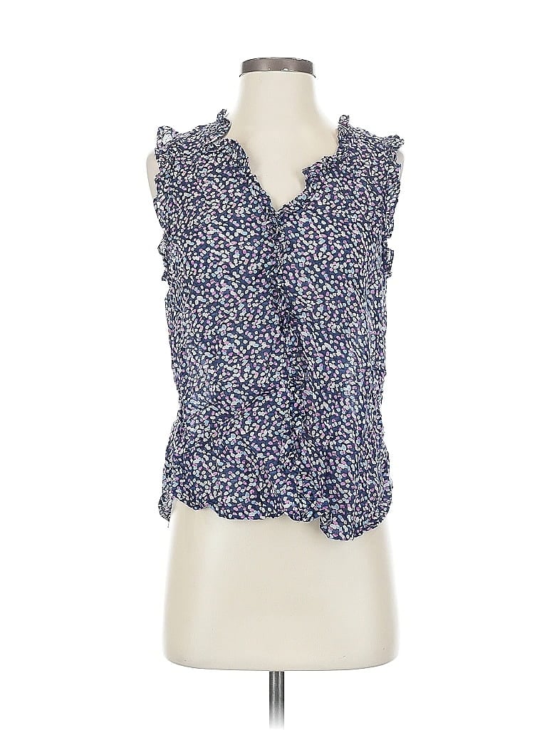 Pre-owned Ann Taylor Factory Sleeveless Blouse In Blue