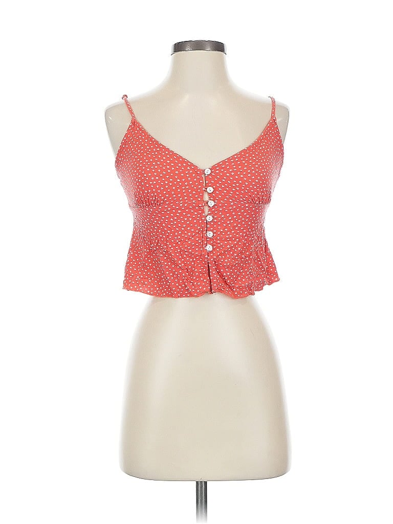 Pre-owned La Hearts Sleeveless Top Orange Polka Dots Pattern Sweetheart Neckline Tops