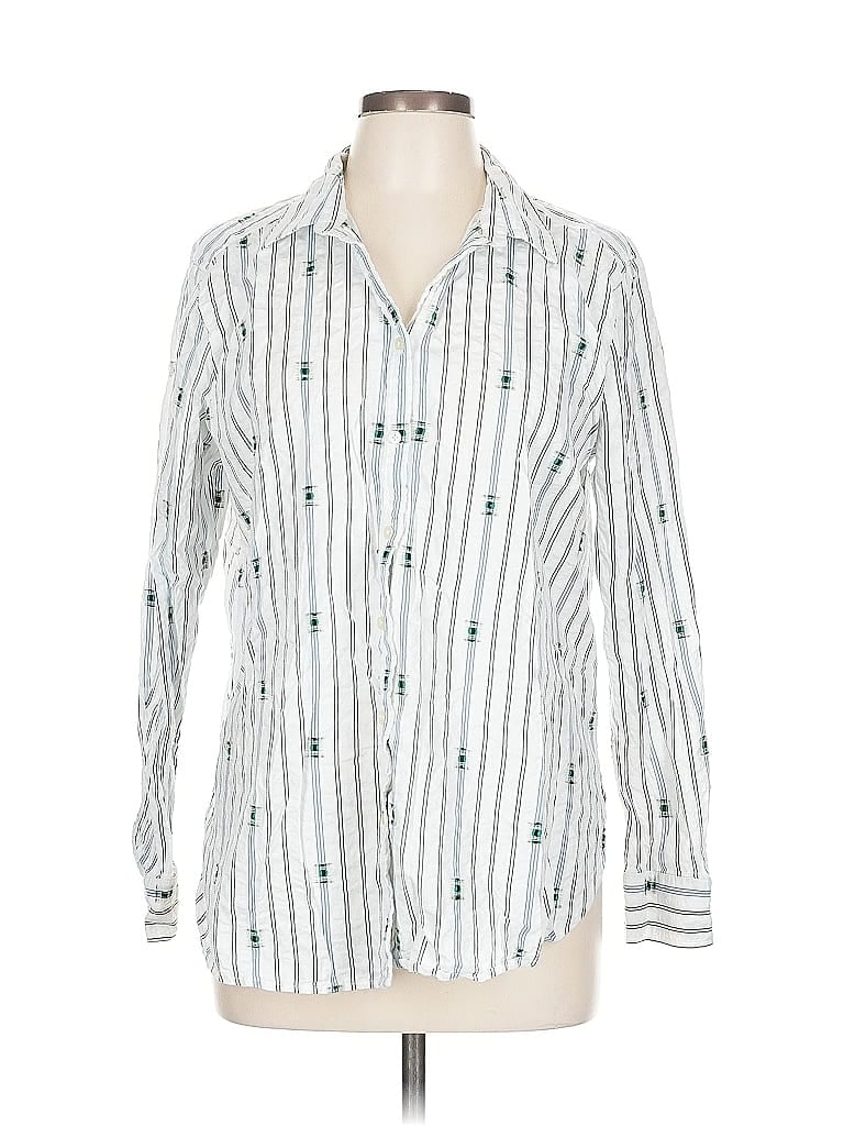 Pre-owned Ann Taylor Loft Long Sleeve Button Down Shirt In White