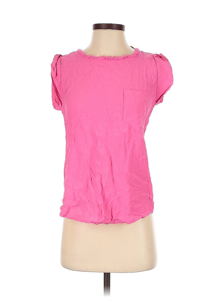 Pre-owned Zara Collection Short Sleeve Top Pink Keyhole Neckline Tops