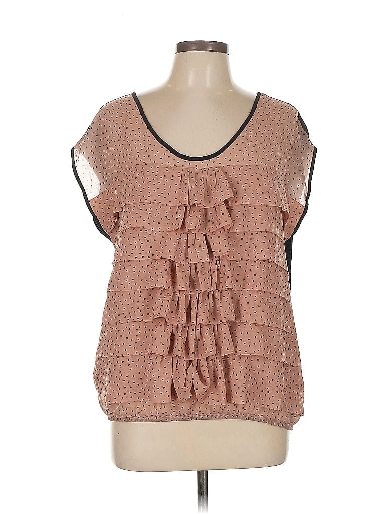 Pre-owned Ann Taylor Loft Short Sleeve Blouse In Brown
