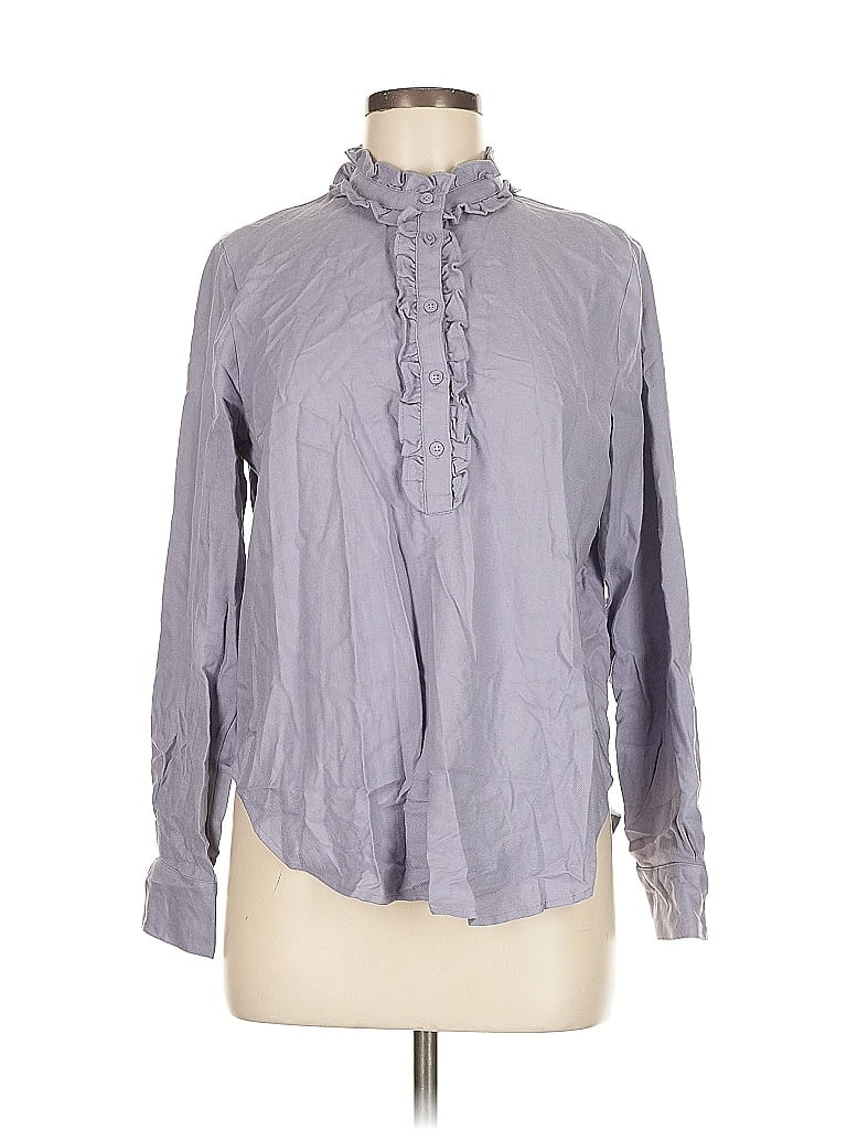 Pre-owned Ann Taylor Long Sleeve Blouse In Gray