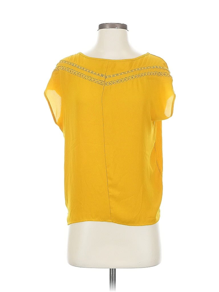Pre-owned Ann Taylor Loft Short Sleeve Top Yellow Keyhole Neckline Tops