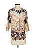 Carin Wester 100% Polyester Print Ivory 3/4 Sleeve Blouse Size XS - photo 1