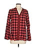 C. Wonder Plaid Red Long Sleeve Blouse Size M - photo 1