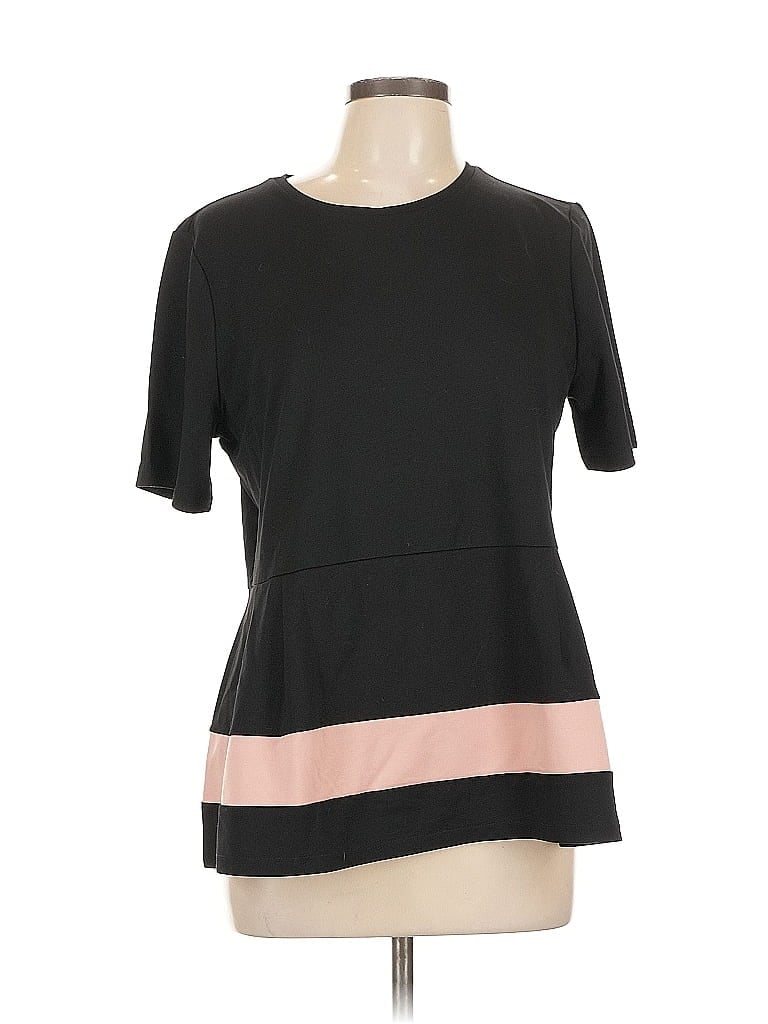 Pre-owned Ann Taylor Short Sleeve Top Black Crew Neck Tops