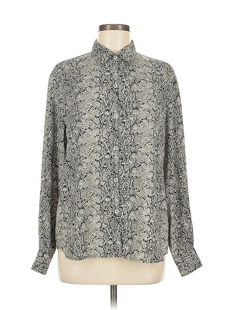 Pre-owned Liz Claiborne Long Sleeve Blouse In Gray