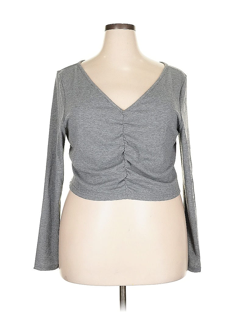 Pre-owned Shein Curve 3/4 Sleeve T-shirt In Gray