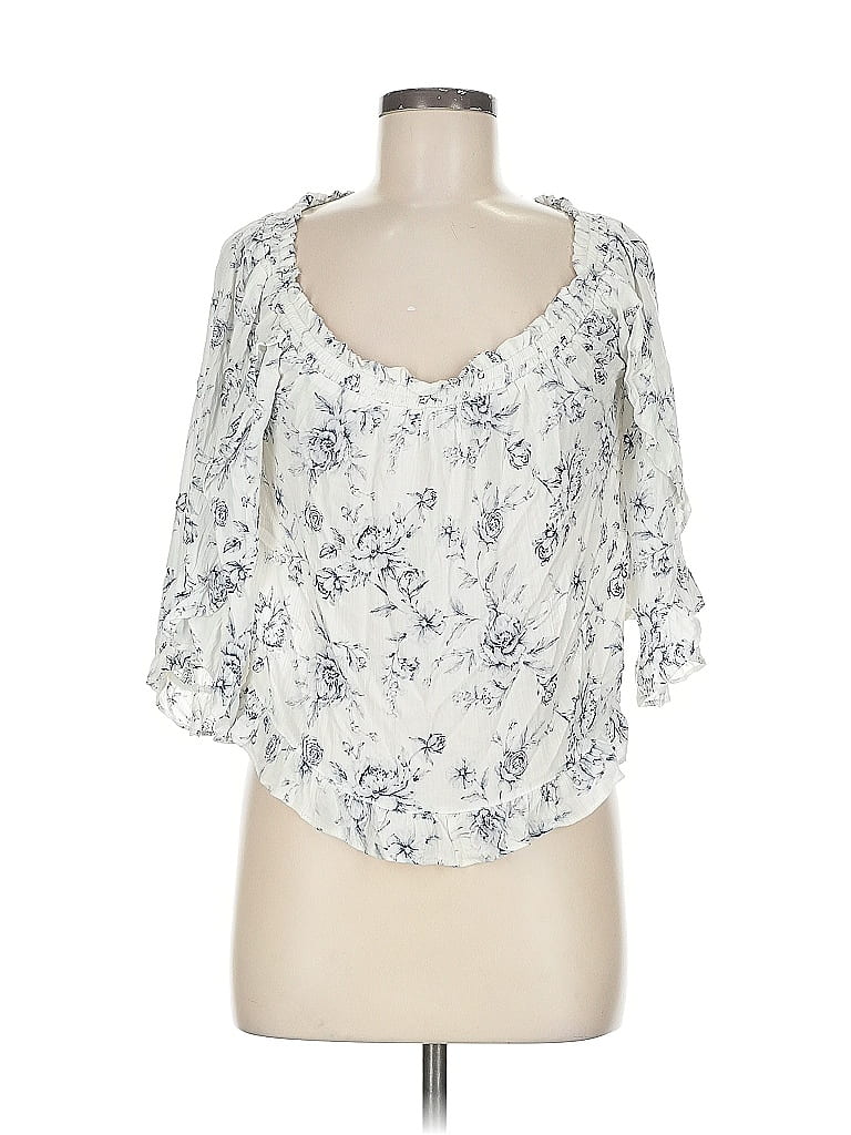 Pre-owned American Eagle Outfitters 3/4 Sleeve Blouse In Blue