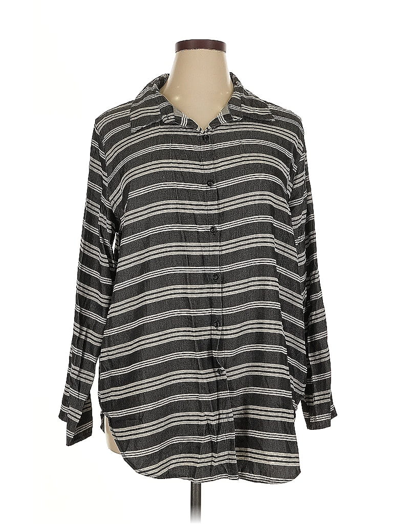 LULAROE Pre-owned Long Sleeve Button Down Shirt In Gray
