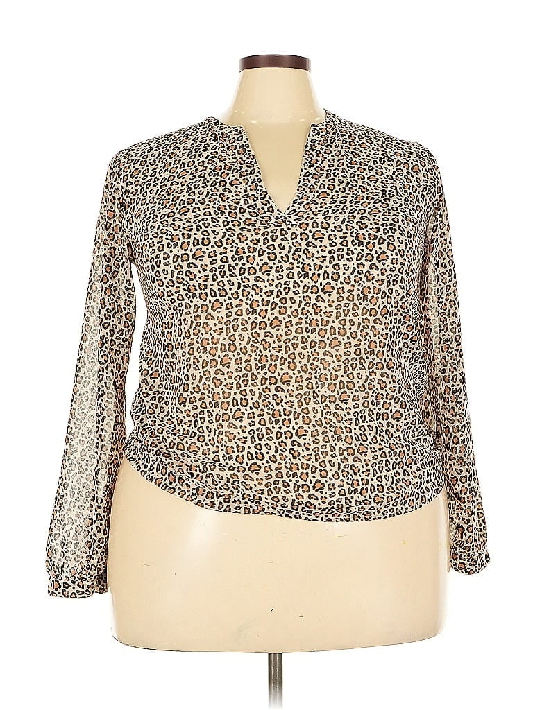 A NEW DAY Pre-owned Long Sleeve Blouse In Brown