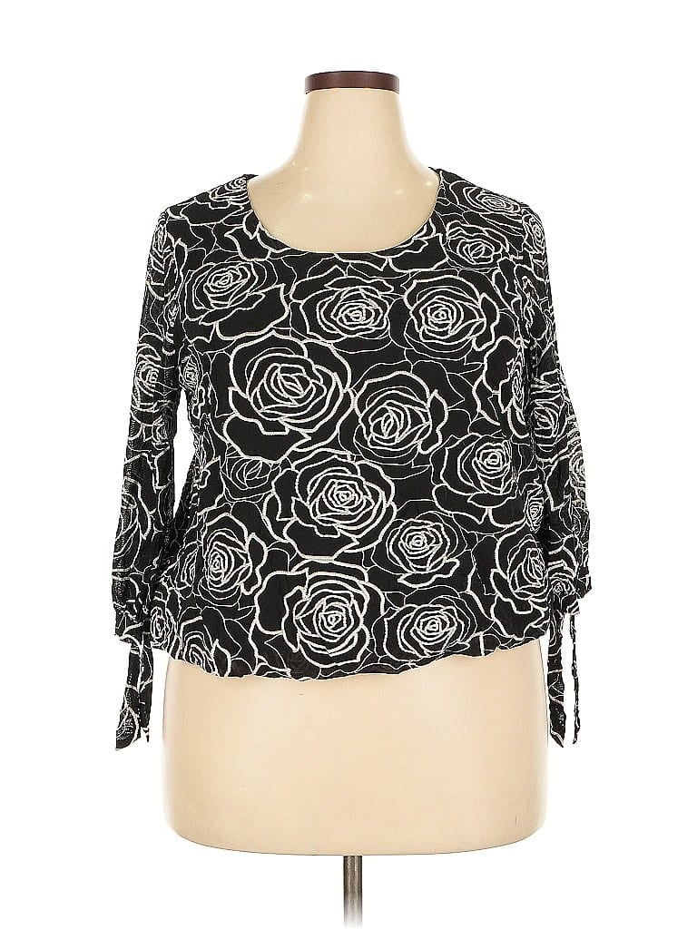 Pre-owned Assorted Brands 3/4 Sleeve Blouse In Black