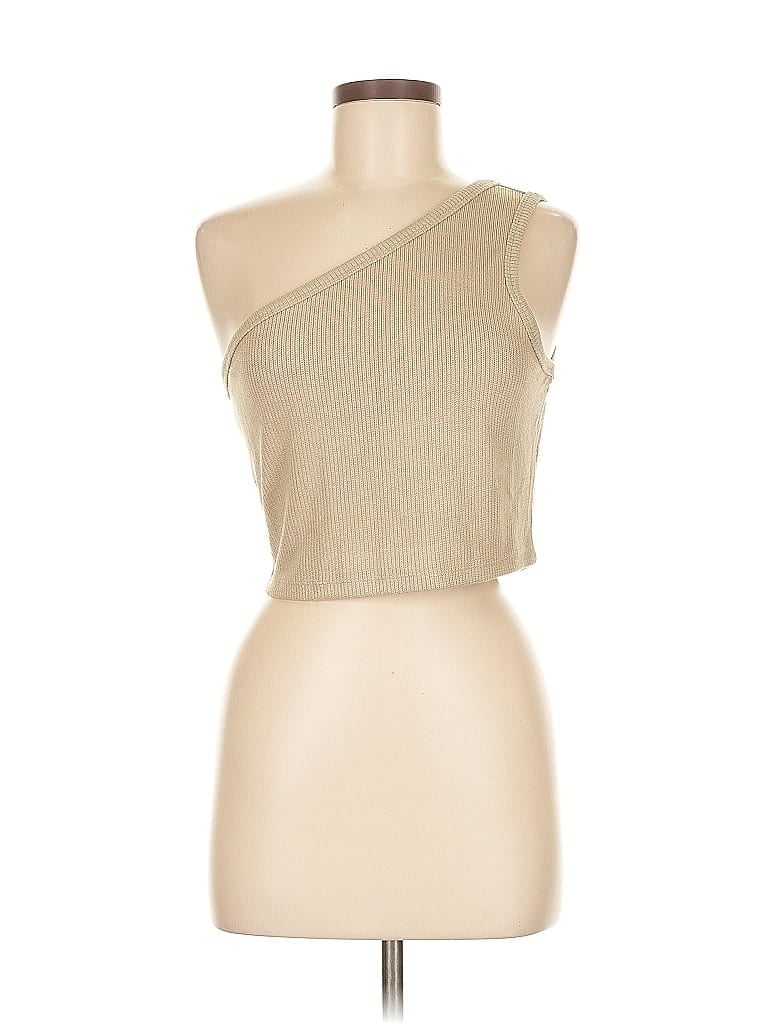 Pre-owned Banana Republic Factory Store Tank Top Tan One Shoulder Neckline Tops In Brown