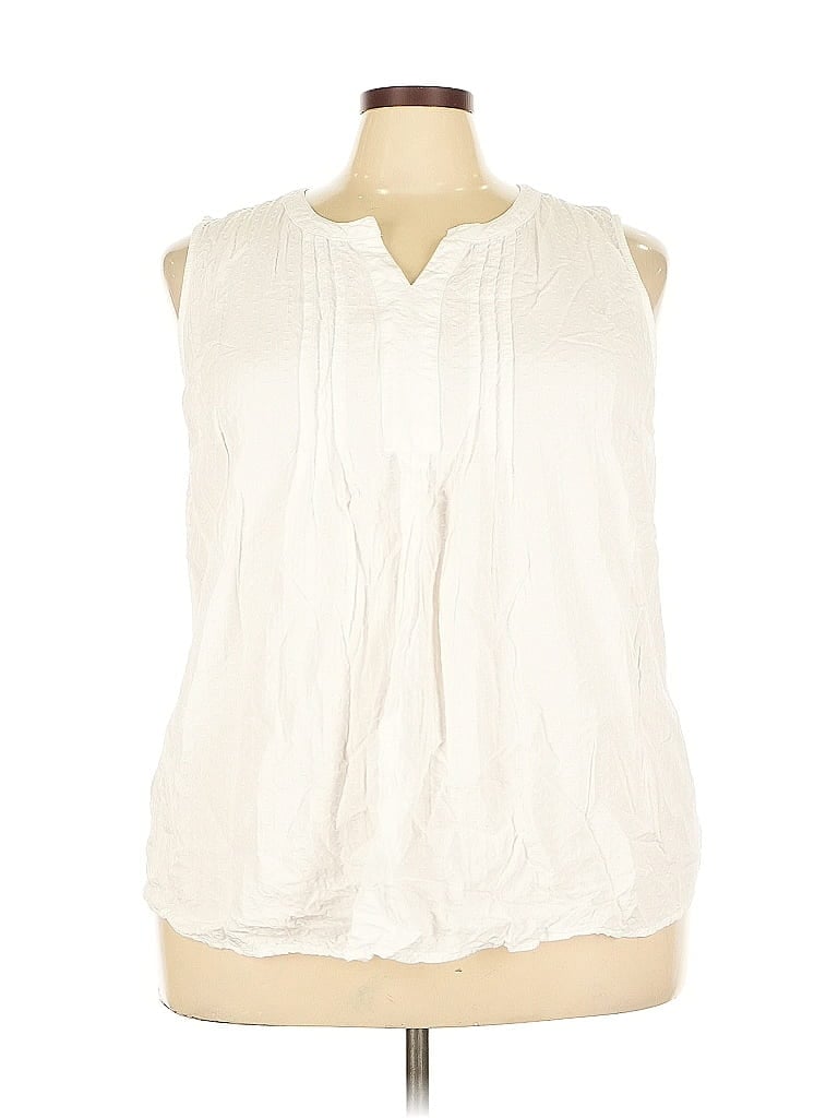 Pre-owned Croft & Barrow Sleeveless Blouse In White