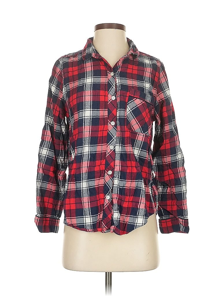 Pre-owned Aerie Long Sleeve Button Down Shirt In Red