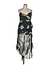 Nicholas 100% Silk Floral Black Teal Cocktail Dress Size 14 - photo 1
