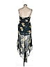 Nicholas 100% Silk Floral Black Teal Cocktail Dress Size 14 - photo 2