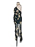 Nicholas 100% Silk Floral Black Teal Cocktail Dress Size 14 - photo 4