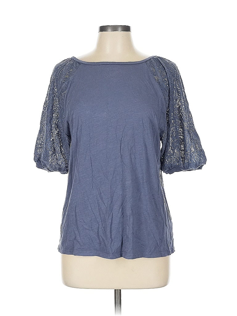 Pre-owned Ann Taylor Loft Outlet 3/4 Sleeve T-shirt In Blue