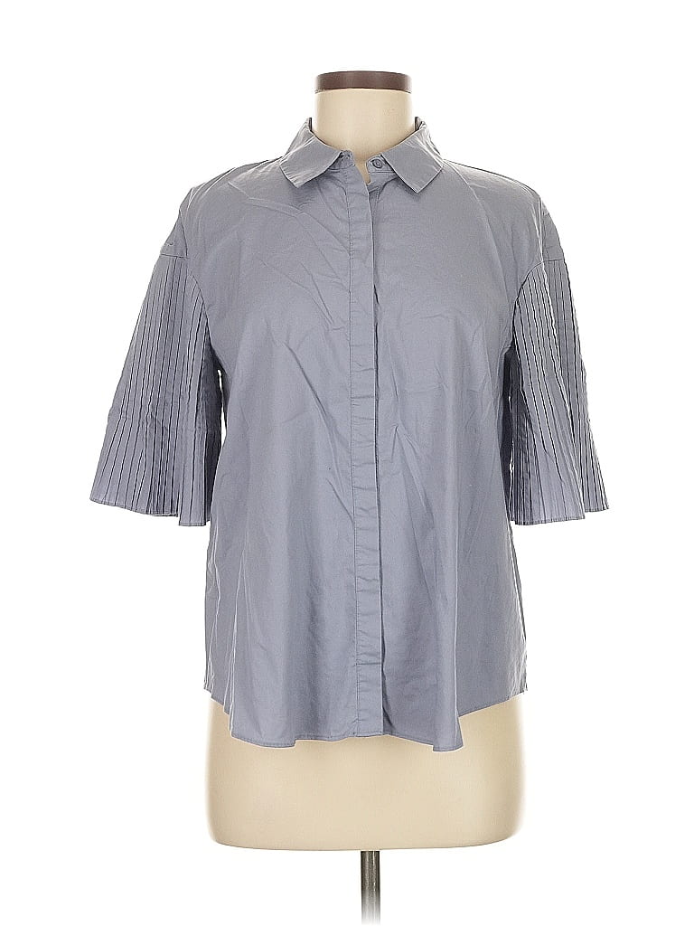 Pre-owned Simply Vera Vera Wang 3/4 Sleeve Button Down Shirt In Gray