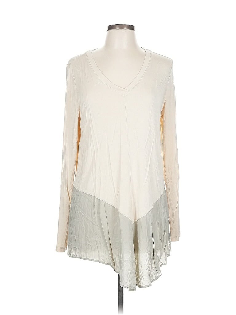 LOGO by Lori Goldstein Ivory Long Sleeve T-Shirt Size L - photo 1