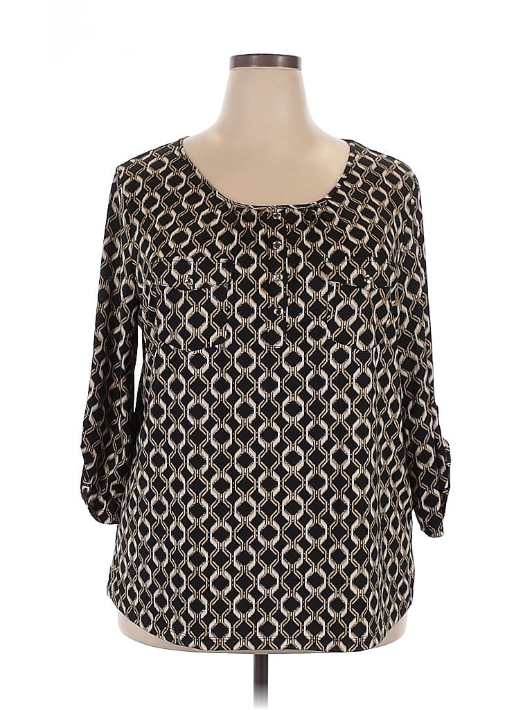 PERSEPTION CONCEPT Pre-owned 3/4 Sleeve Blouse In Black