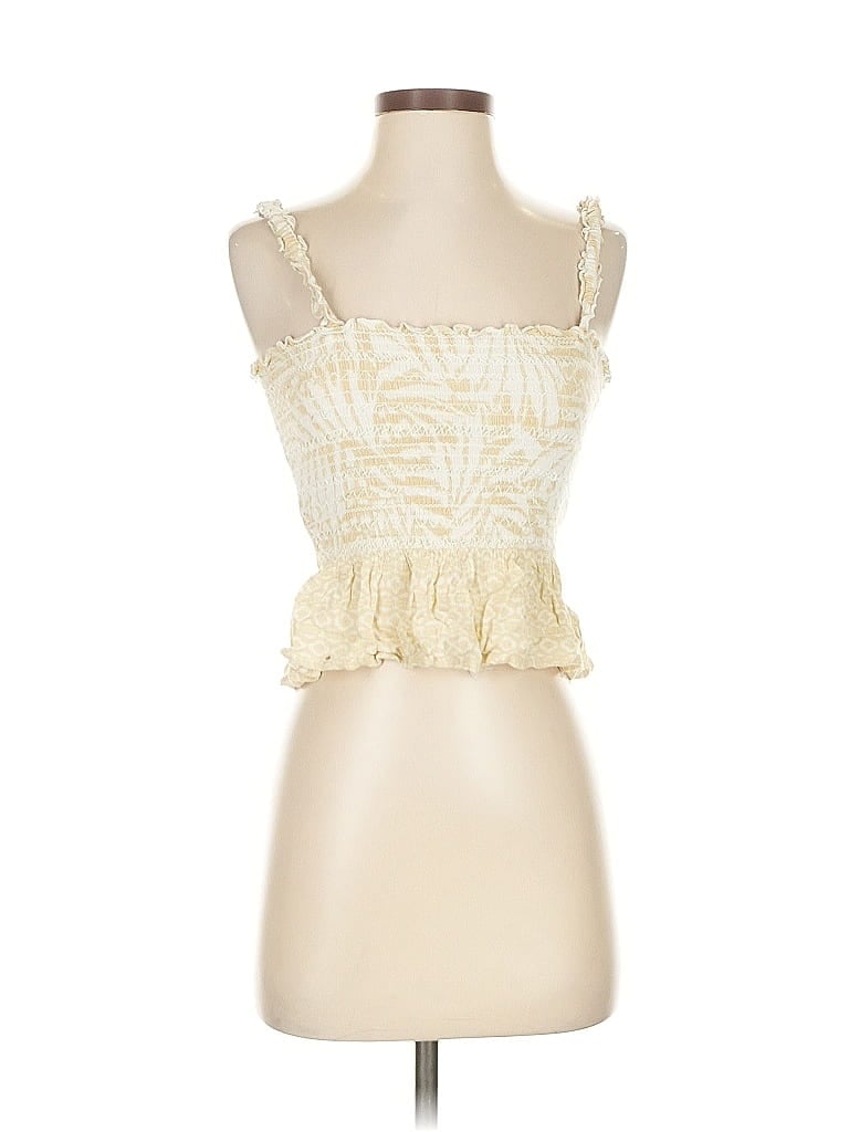 Pre-owned Patrons Of Peace Sleeveless Top Yellow Strapless Neckline Tops