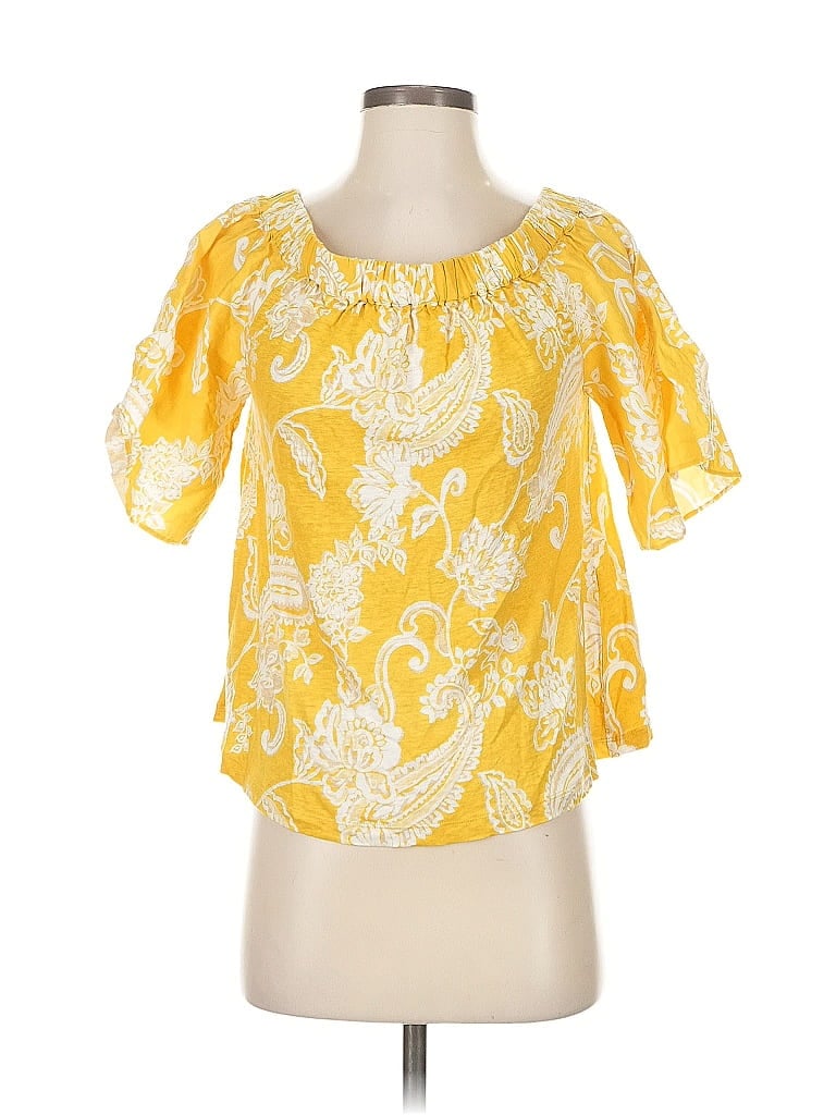CHICO'S Pre-owned Short Sleeve Blouse In Yellow
