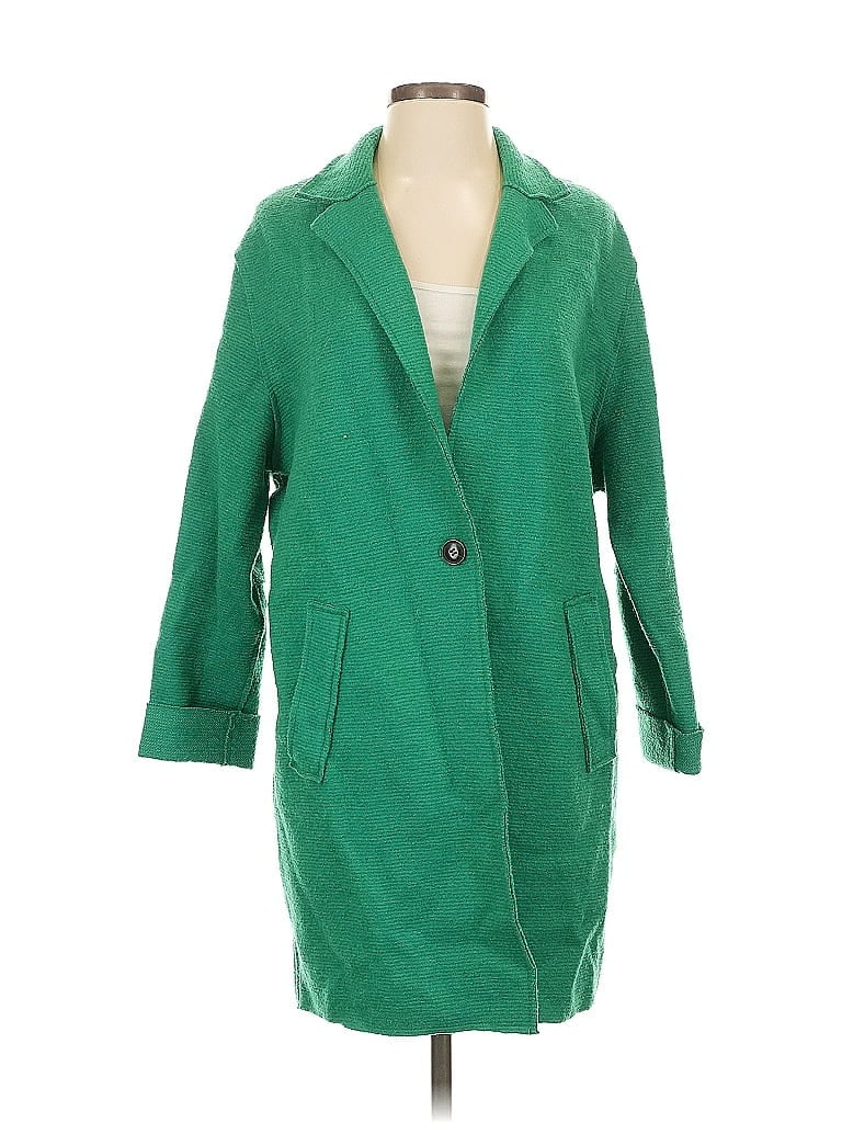 Pre-owned Zara Basic Coat In Green