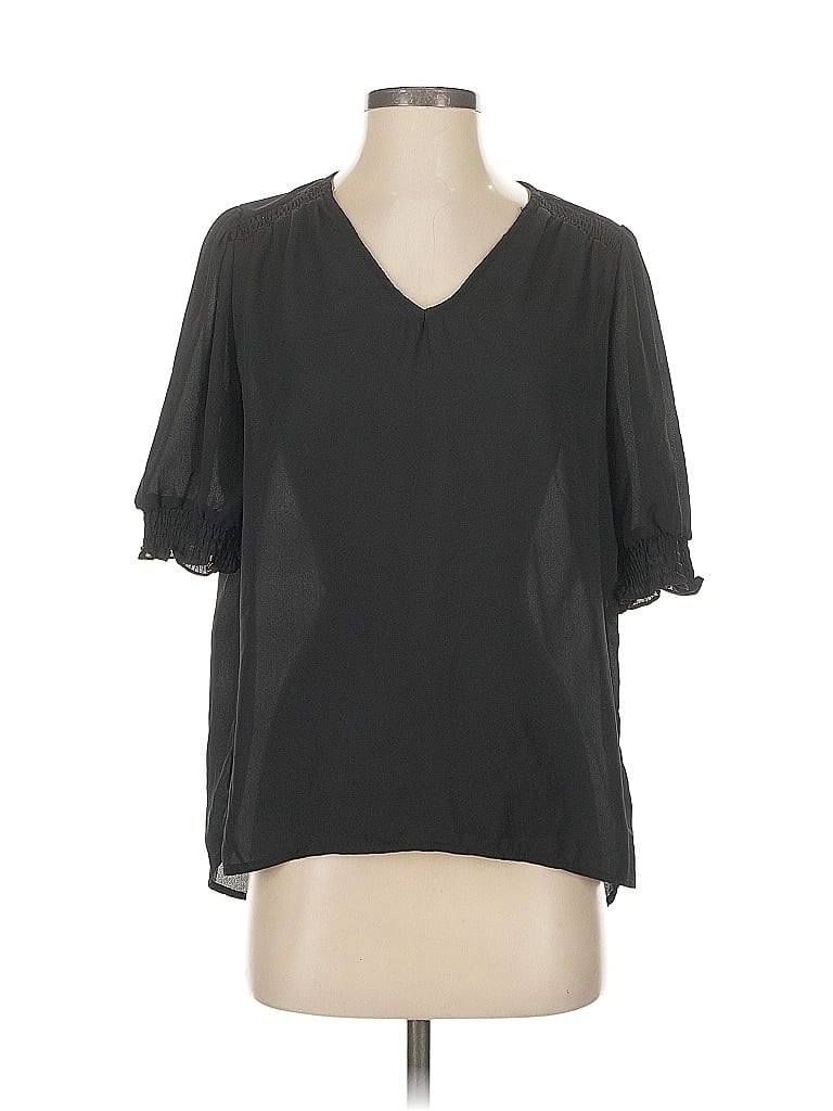 Pre-owned Gibson Look Short Sleeve Blouse In Black