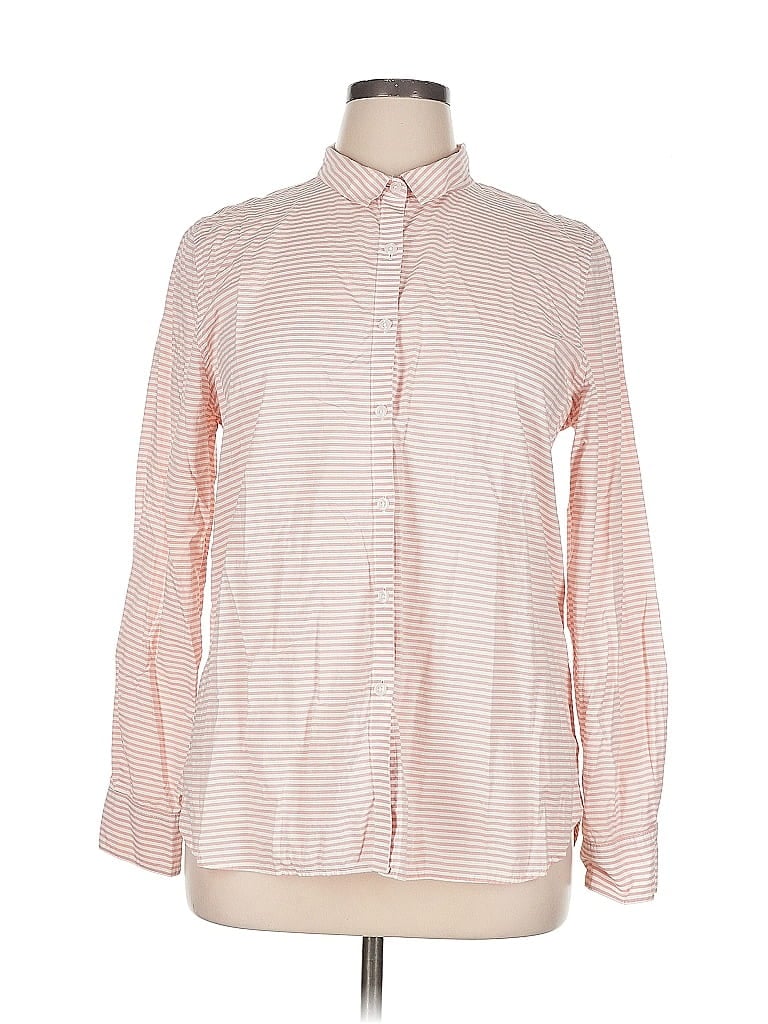 Pre-owned Garnet Hill Long Sleeve Polo Shirt In Pink
