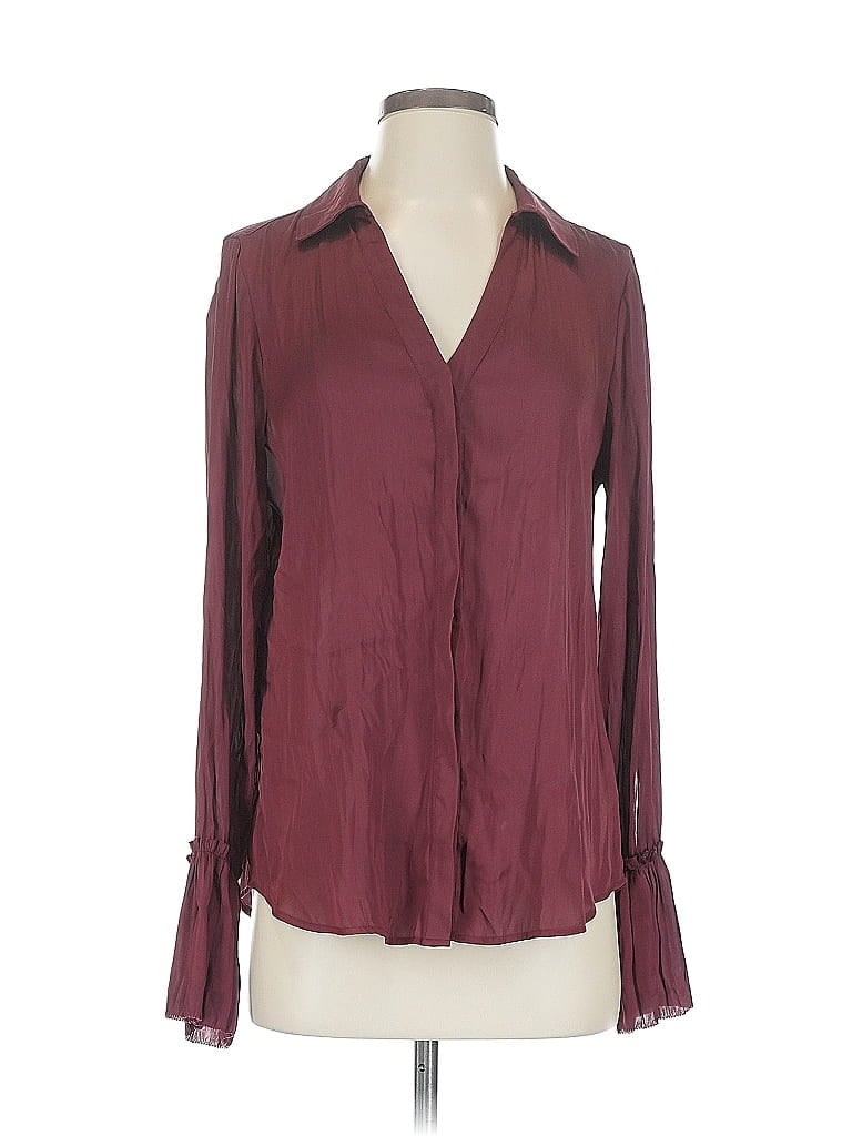 PAIGE Pre-owned Long Sleeve Blouse In Burgundy