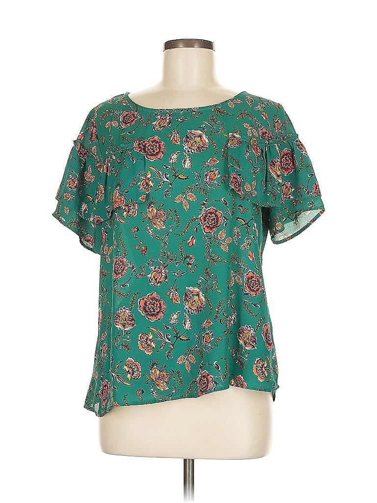 Pre-owned Xhilaration Short Sleeve Blouse In Blue