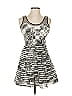 Parker 100% Silk Graphic Silver Ivory Cocktail Dress Size XS - photo 1